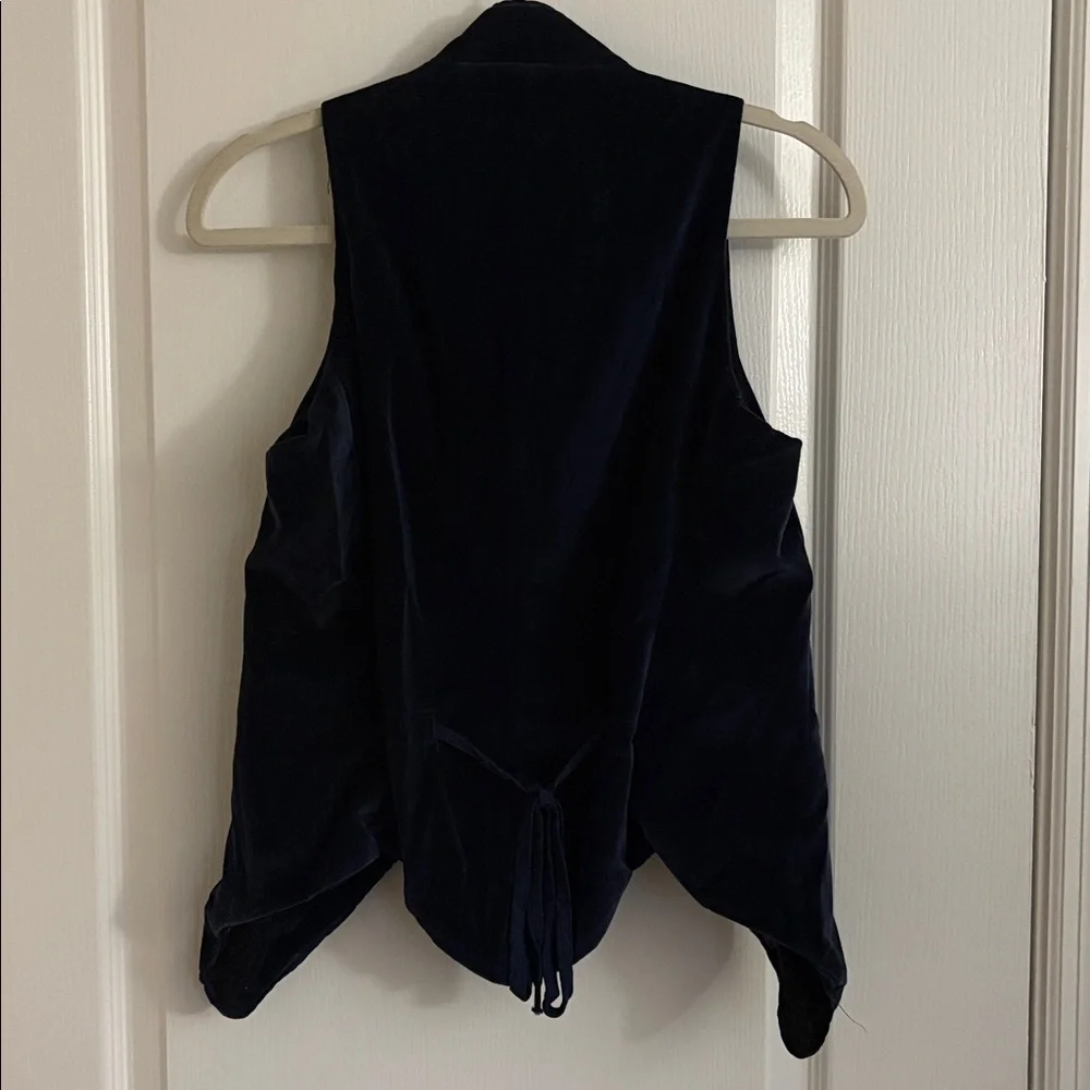 Vtg. Guess Navy Blue Velvet Romantic Renaissance Bridgerton Style Vest
